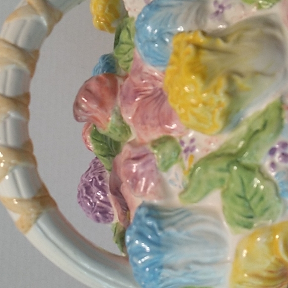 GKA BRAND Flower floral Basket Cookie Jar Ceramic - Picture 2 of 12